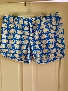 Lilly Pulitzer Blue w/ white Elephant Print Callahan Shorts size 6